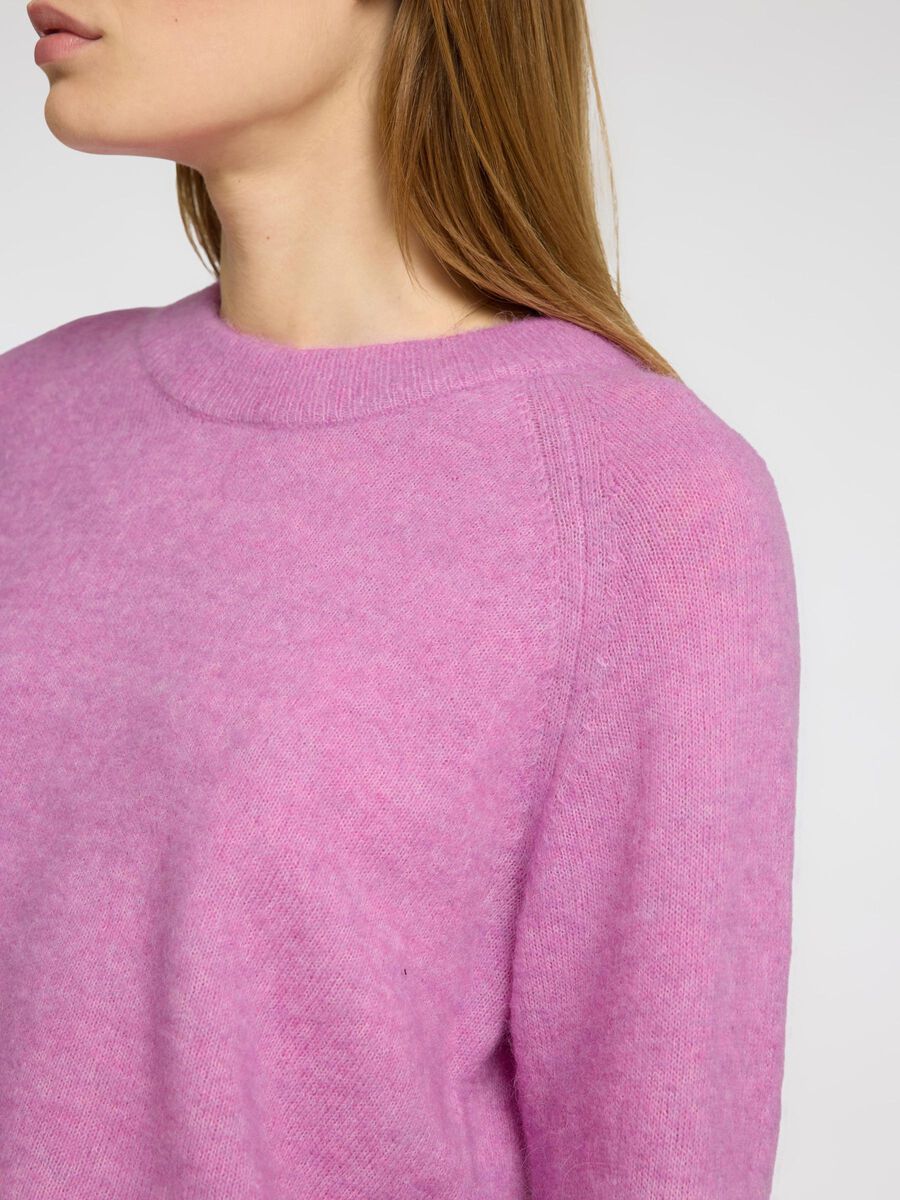 Lulu O-Neck Strikket Genser - Rosa/ First Bloom